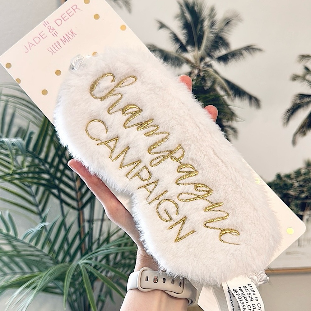 Jade & Deer Bachelorette Party Sleep Mask Champagne Campaign White Gold Bridal
